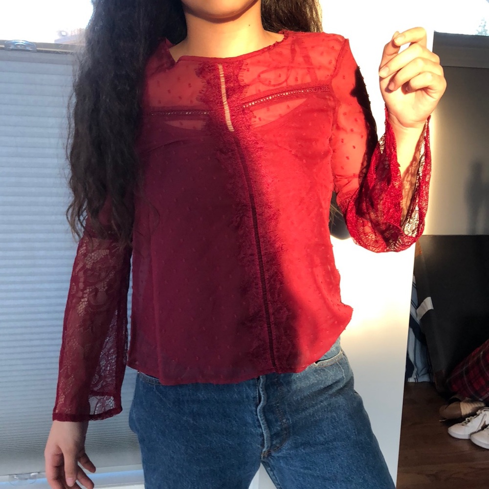 Sheer dot lace top